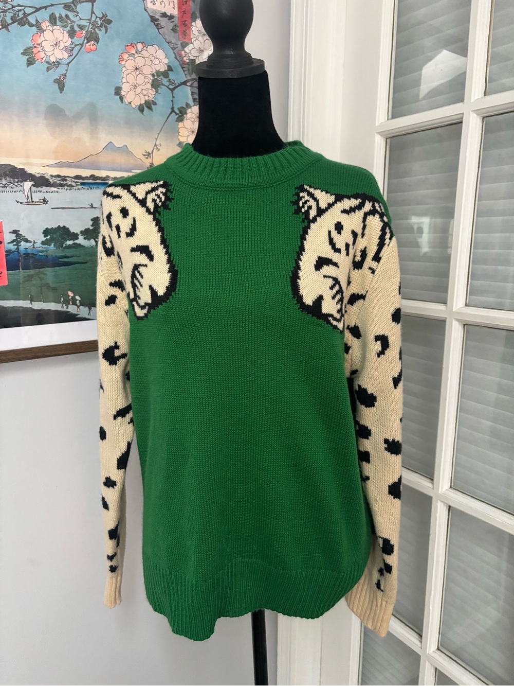 Leopard Color Block Sweater size Large